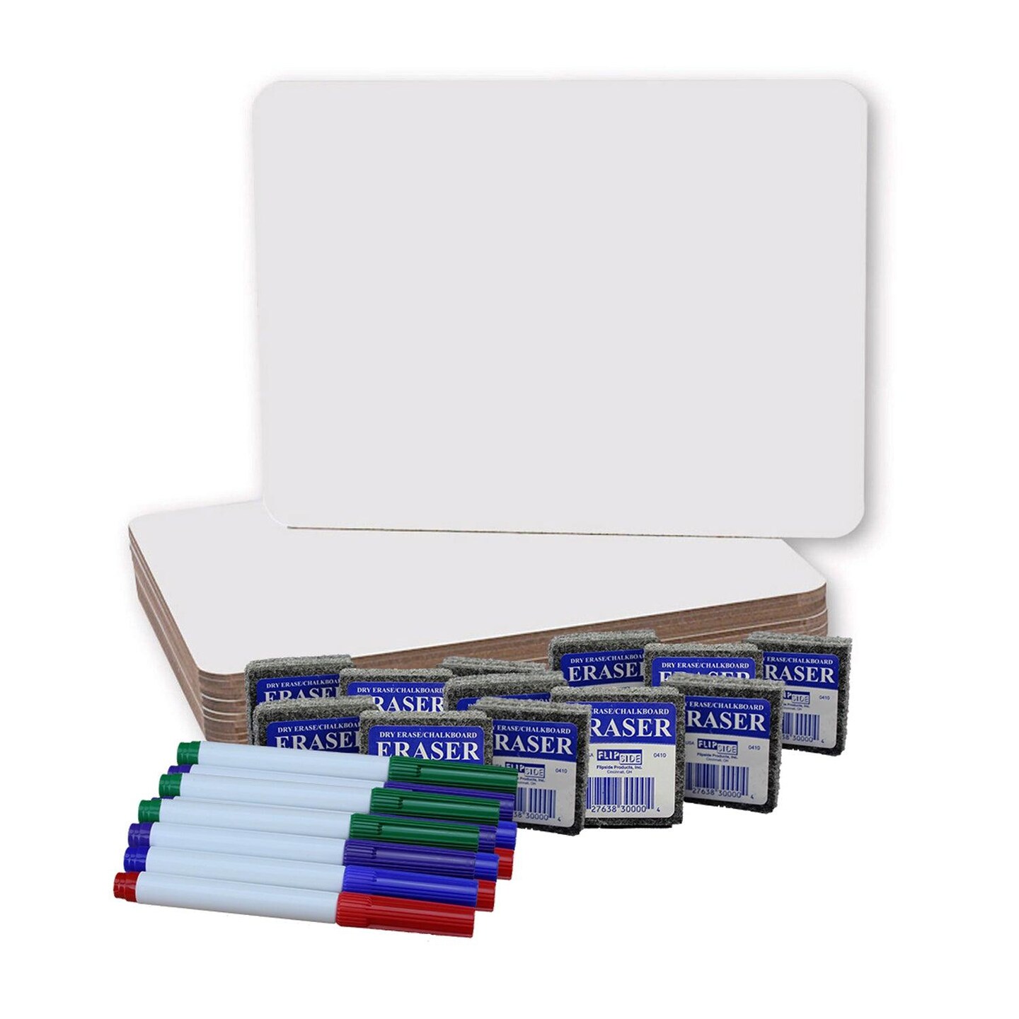Dry Erase Boards (9&#x22; x 12&#x22;) with Colored Pens &#x26; Erasers, Set of 12