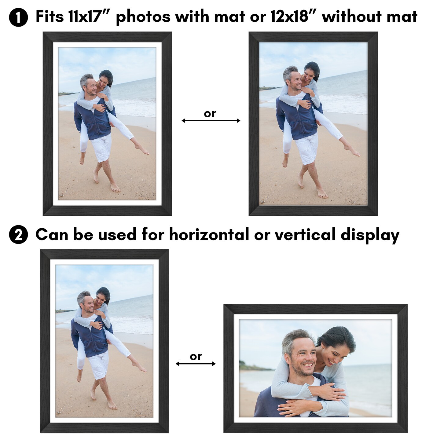 Americanflat Picture Frame with Wide Molding with Mat - Modern Wide Picture Frame - Plexiglass Cover - Hanging Hardware - Includes Easel