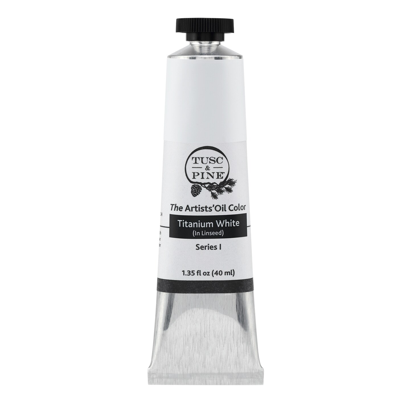 Tusc & Pine Artist Oil Paint - Titanium White (In Linseed), 40ml, Non-Yellowing, Rich & Creamy Consistency, Maximum Pigment Load, Small Batch Milled Oil Paints Made in the USA for Professional Artists