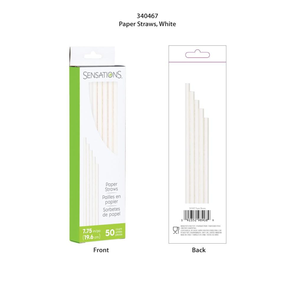 White 50Ct 7.75&#x22; Paper Straws (50/Pkg)