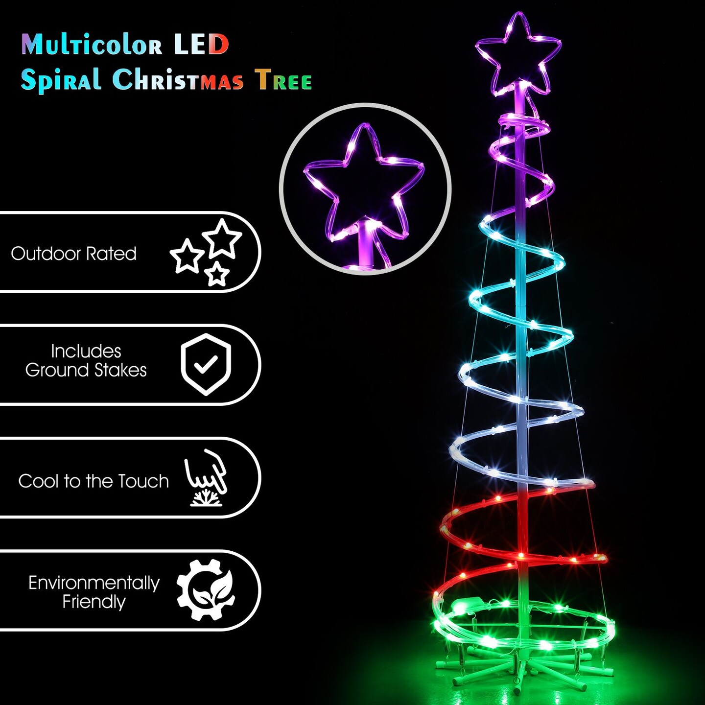 16 Modes Spiral Lighted Christmas Tree Outdoor Yard Decorations 3.9FT