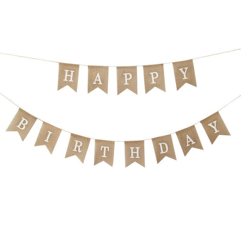 Kitcheniva Happy Birthday Burlap Banner