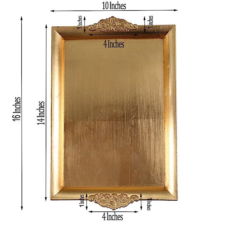 24 GOLD 14&#x22; SERVING TRAYS Rectangular Embossed Rim