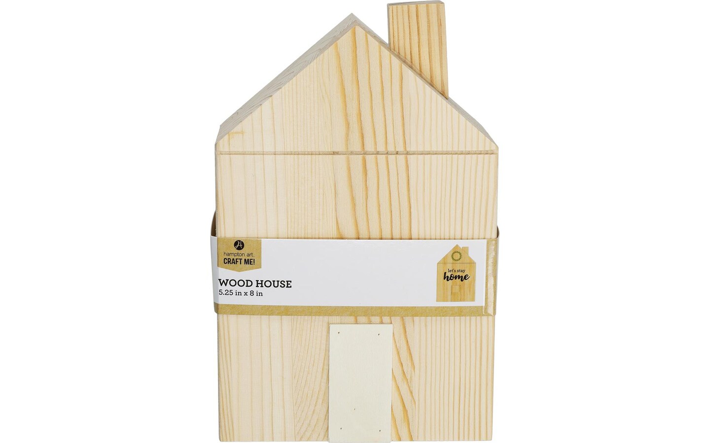 Hampton Art Craft Me! Wood House Natural with Chimney, 5.25&#x22; x 8&#x22;, natural pine, customize by painting, staining, embellishing or decorating it, for home decor, table settings and more