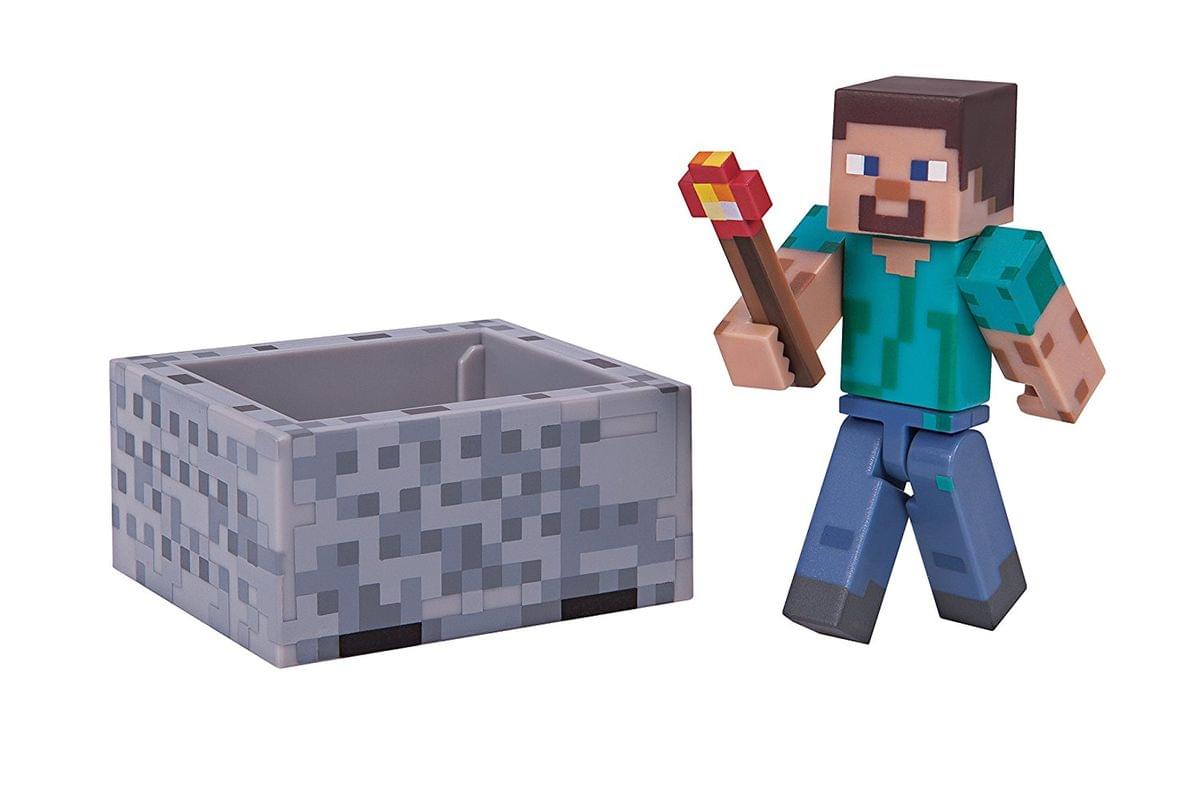Minecraft 3&#x22; Action Figure: Steve with Minecart Pack