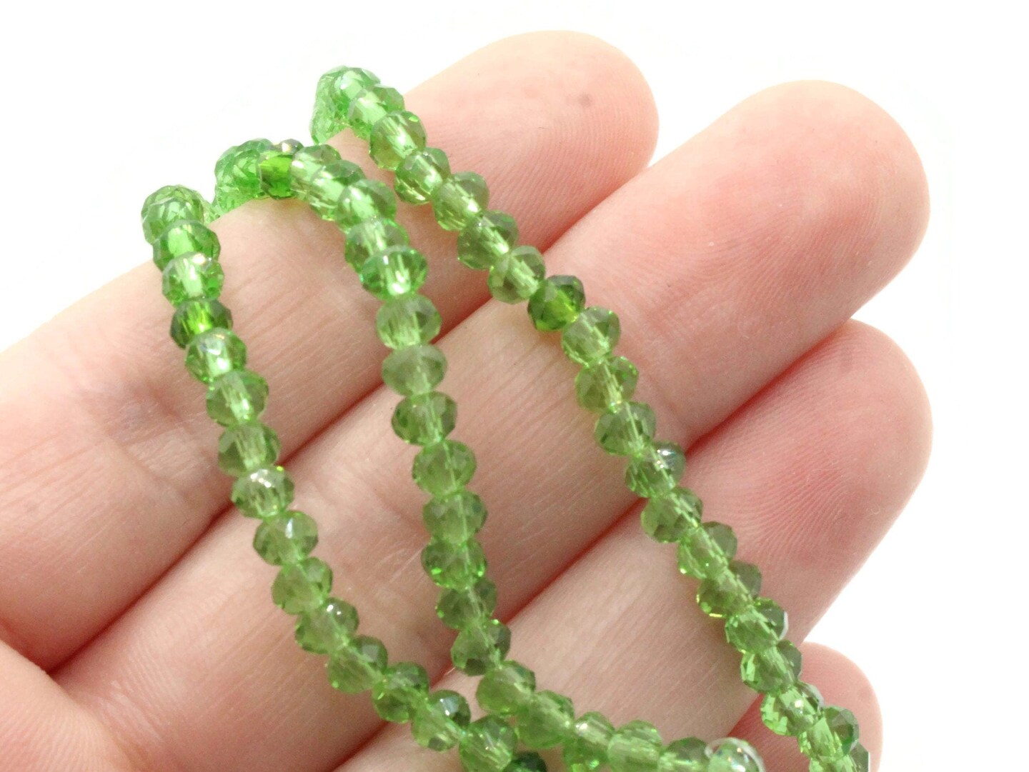 150 4mm x 3mm Mixed Green Glass Faceted Rondelle Beads