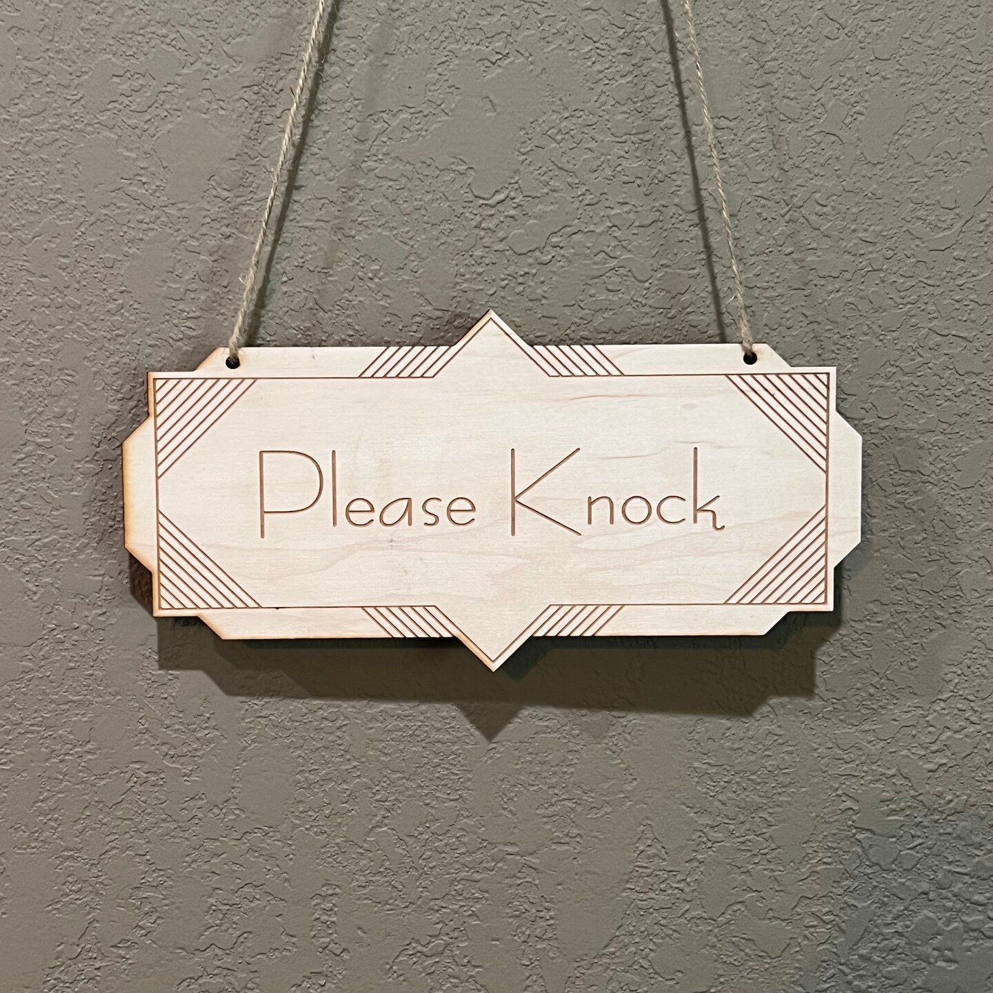 Please Knock - Raw Wood Door Sign 4x8