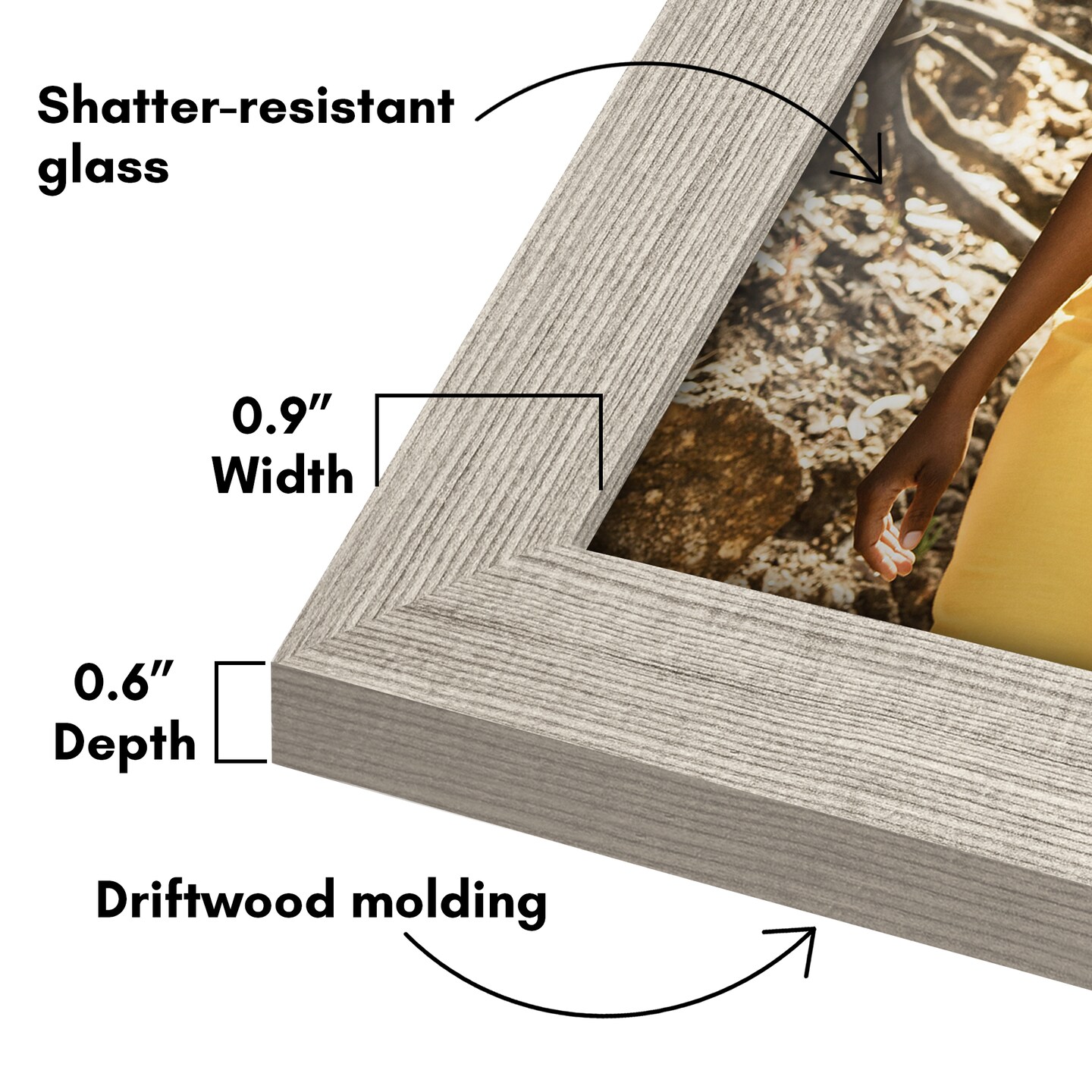 Americanflat Gallery Wall Picture Frames - Set of 10 - 8x10 (2), 5x7 (4), 4x6 (4) Picture Frame Set - Shatter Resistant Glass - Adjustable Hanging Hardware - Easel for Tabletop Display - Driftwood