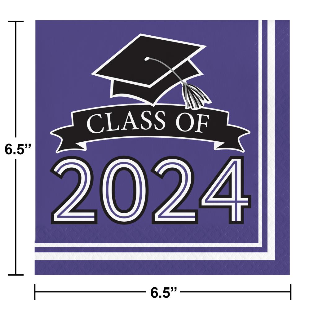 Purple Graduation Class of 2024 2Ply Luncheon Napkin (36/Pkg)