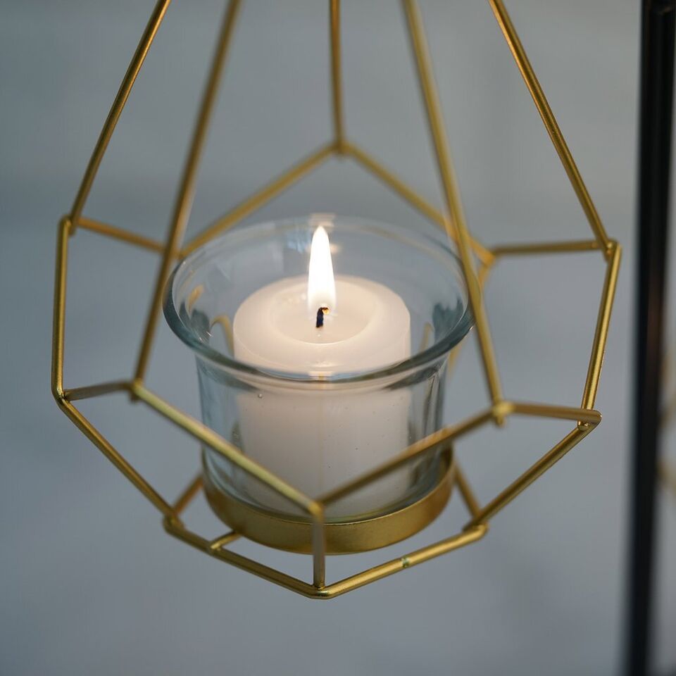 アクセサリー tetragona candle 2 pcs 8-Inch tall Gold Geometric Tealight Votive Candle