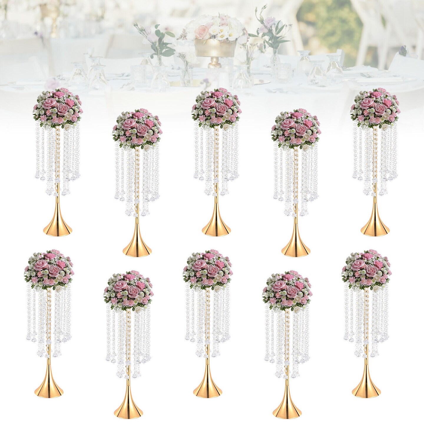 Kitcheniva 10 Pcs Crystal Tassel Flower Stand Tall Trumpet Vase Michaels