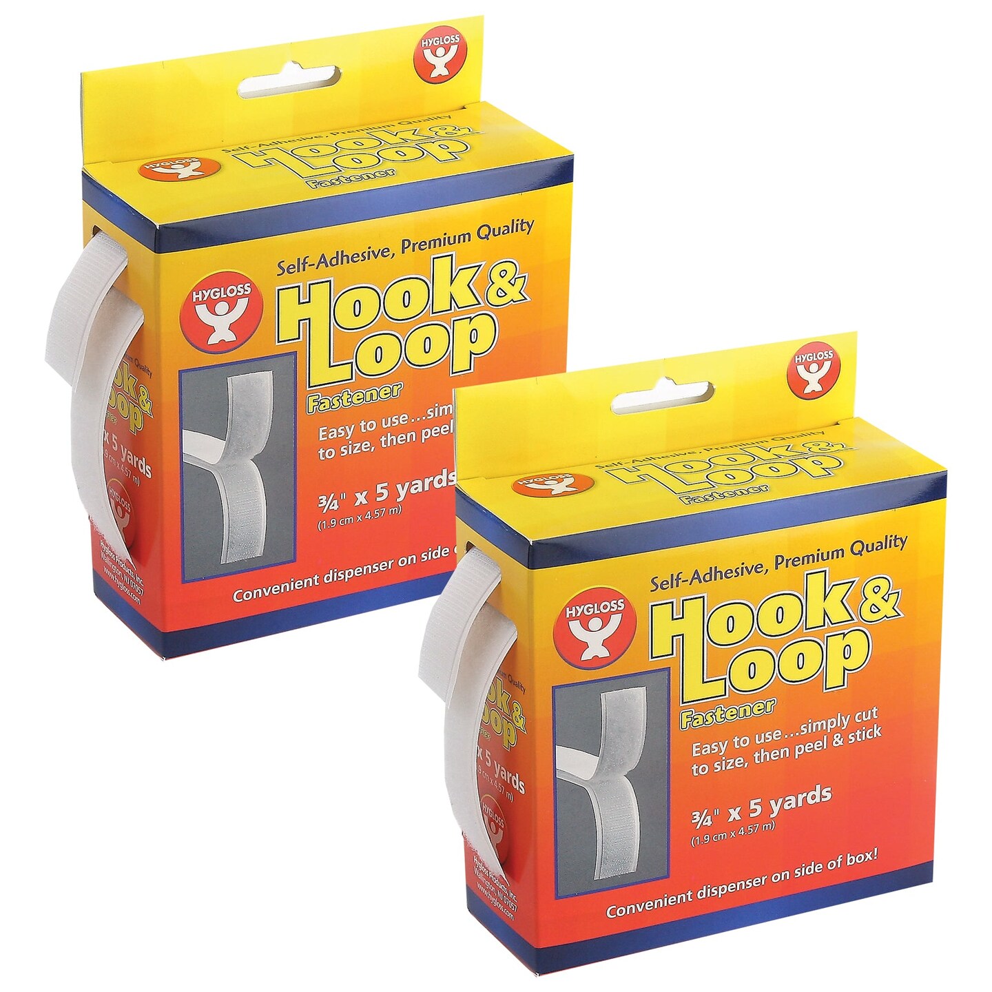 Self-Adhesive Hook &#x26; Loop Fastener Roll, 3/4&#x22; x 5 yds., Pack of 2