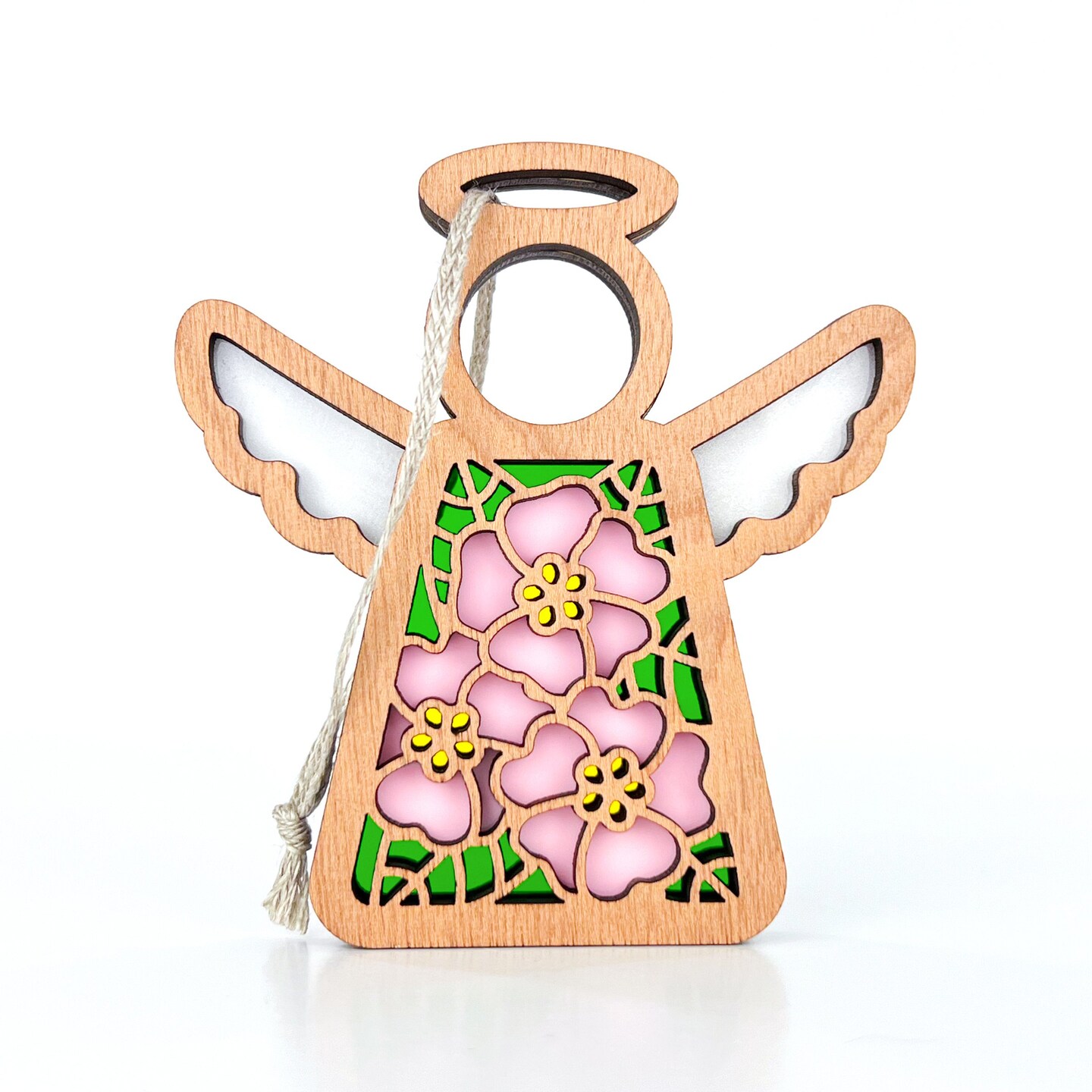 3.5&#x22; (H) Pink Evening Primrose Ornament - Handcrafted in Texas - Mother&#x27;s Angels&#xAE; Figurine - Mother&#x27;s Day Gifts