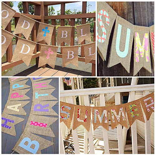 48 Pcs Burlap Banner, 30 Ft Swallowtail Flag, DIY Decoration for Holidays, Wedding, Camping, Party, New Year Decorations, Merry Christmas Banner, Indoor Christmas Decoration