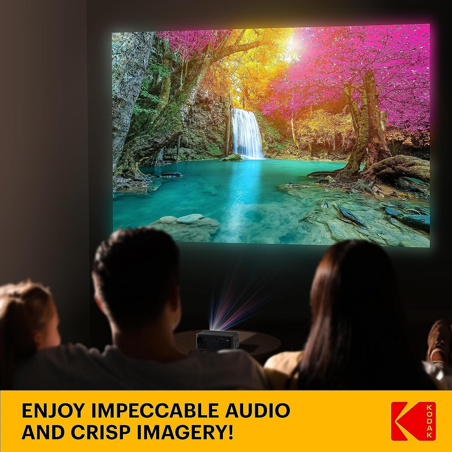KODAK FLIK X1 Mini Pico Projector, Compact 100&#x22; Mini Projector with Remote Control &#x26; Speakers