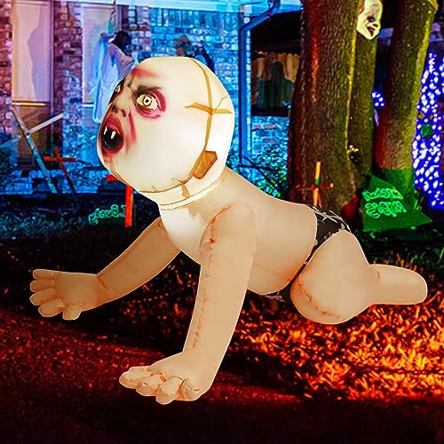 4FT Halloween Inflatable Outdoor Zombie Baby Blow Up Yard Decoration with LED Lights Built-in for Holiday/Party/Yard/Garden