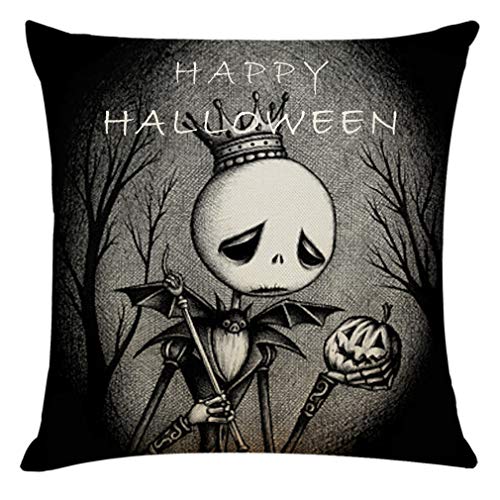 Ogrmar 4PCS 18&#x22;x18&#x22; Throw Pillow Covers Halloween Decorative Couch Pillow Cases Cotton Linen Pillow Square Cushion Cover for Sofa, Couch, Bed and Car