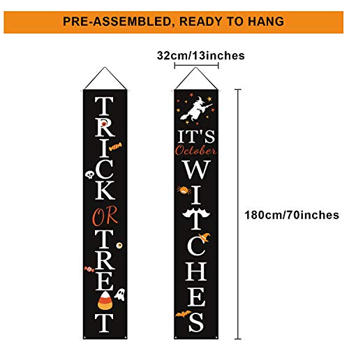 Halloween Decorations Outdoor | Trick or Treat &#x26; It&#x27;s October Witches Front Porch Banners for Halloween Porch Decor | Fall Decor | Halloween Decorations Indoor