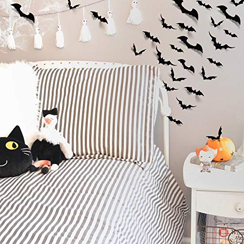 100 Pieces Bats Halloween Decoration: Halloween Bats Wall D&#xE9;cor Bats Stickers Wall Decals PVC 3D Wall Bats Scary Stickers Halloween Party Decorations Indoor Outdoor DIY Home Window Door D&#xE9;cor