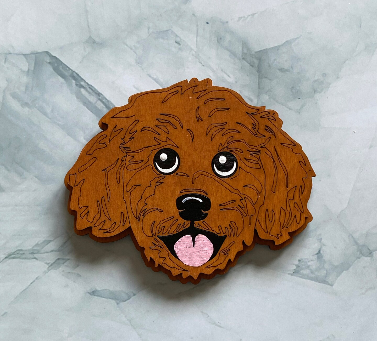 Labradoodle handcrafted Dog magnet - wooden hand painted cute