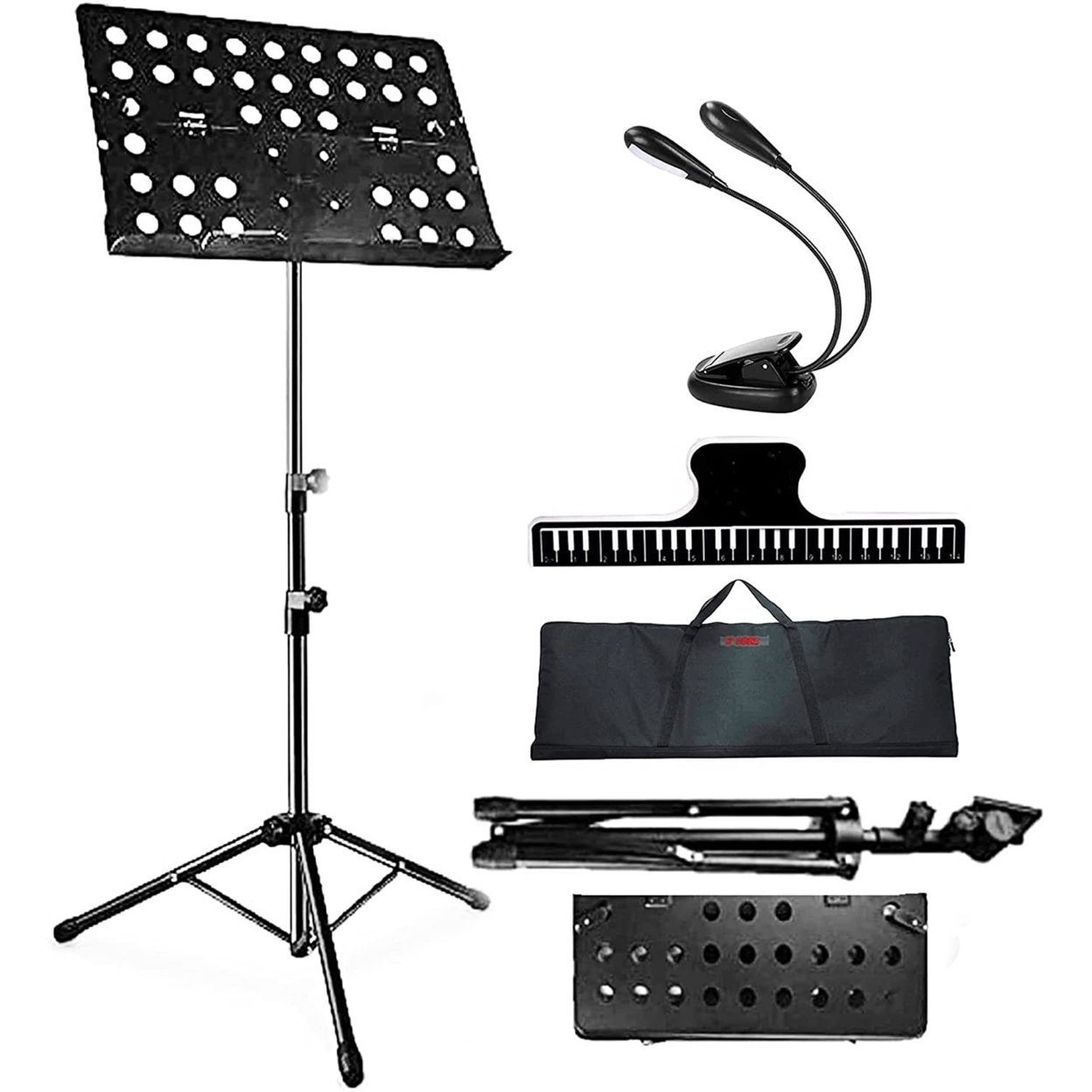 SKUSHOPS 2 in 1 Dual-Use Folding Sheet Music Stand Desktop Book Stand with Portable Carrying Bag Sheet Music Folder WITH PIN