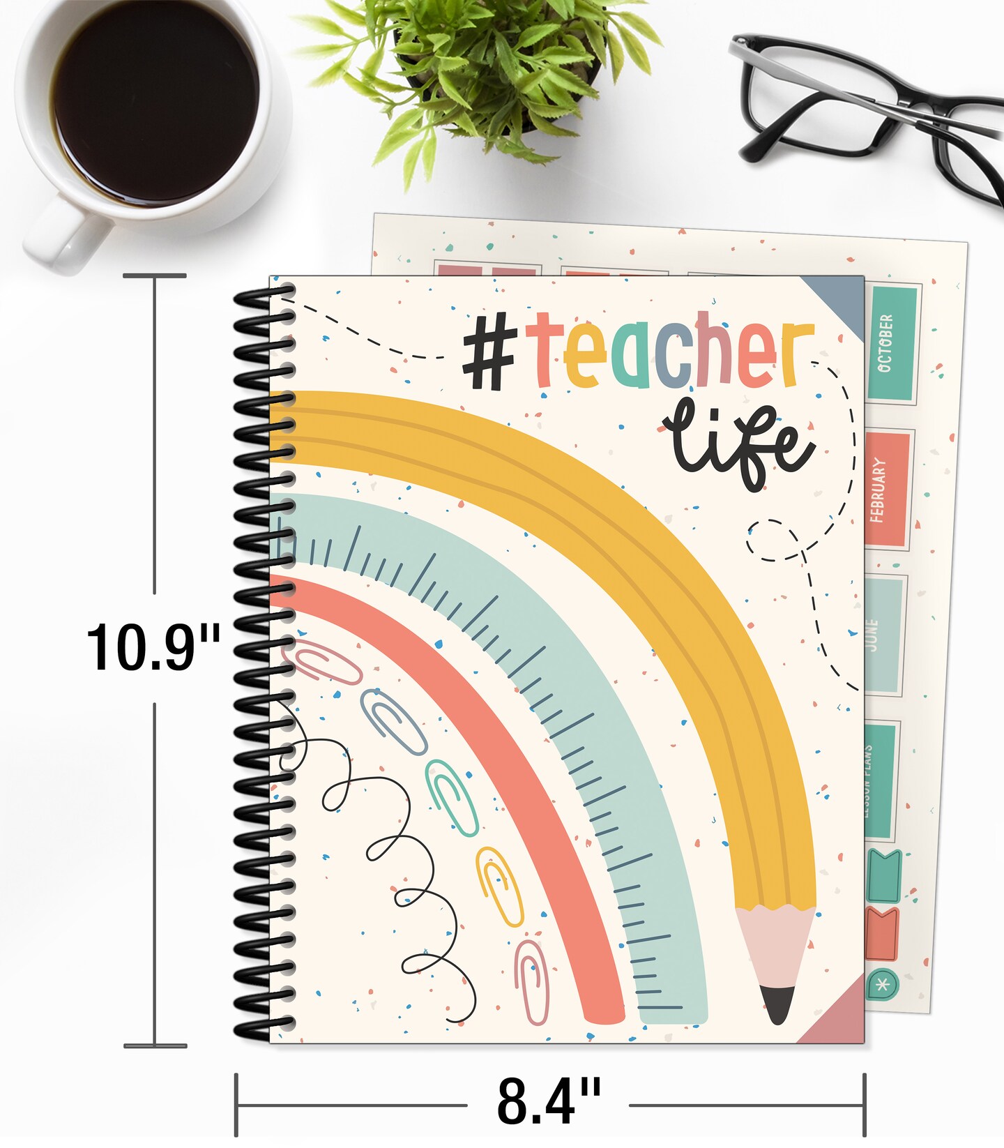 Carson Dellosa We Belong Boho Teacher Planner, 8&#x22; x 11&#x22; Spiral Bound Planner With Planner Stickers, Undated Daily Planner, Weekly Planner &#x26; Monthly Planner, School Supplies for Classroom Organization