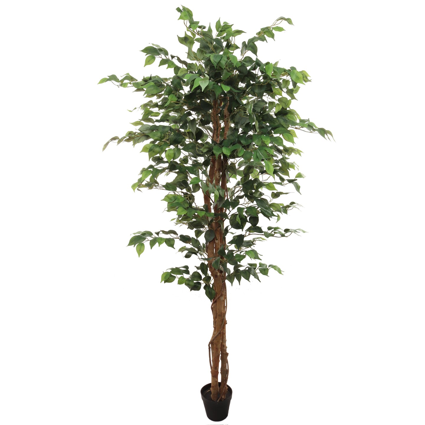 6ft Green Ficus Tree in Black Pot with 1008 Silk Leaves by Floral Home&#xAE;