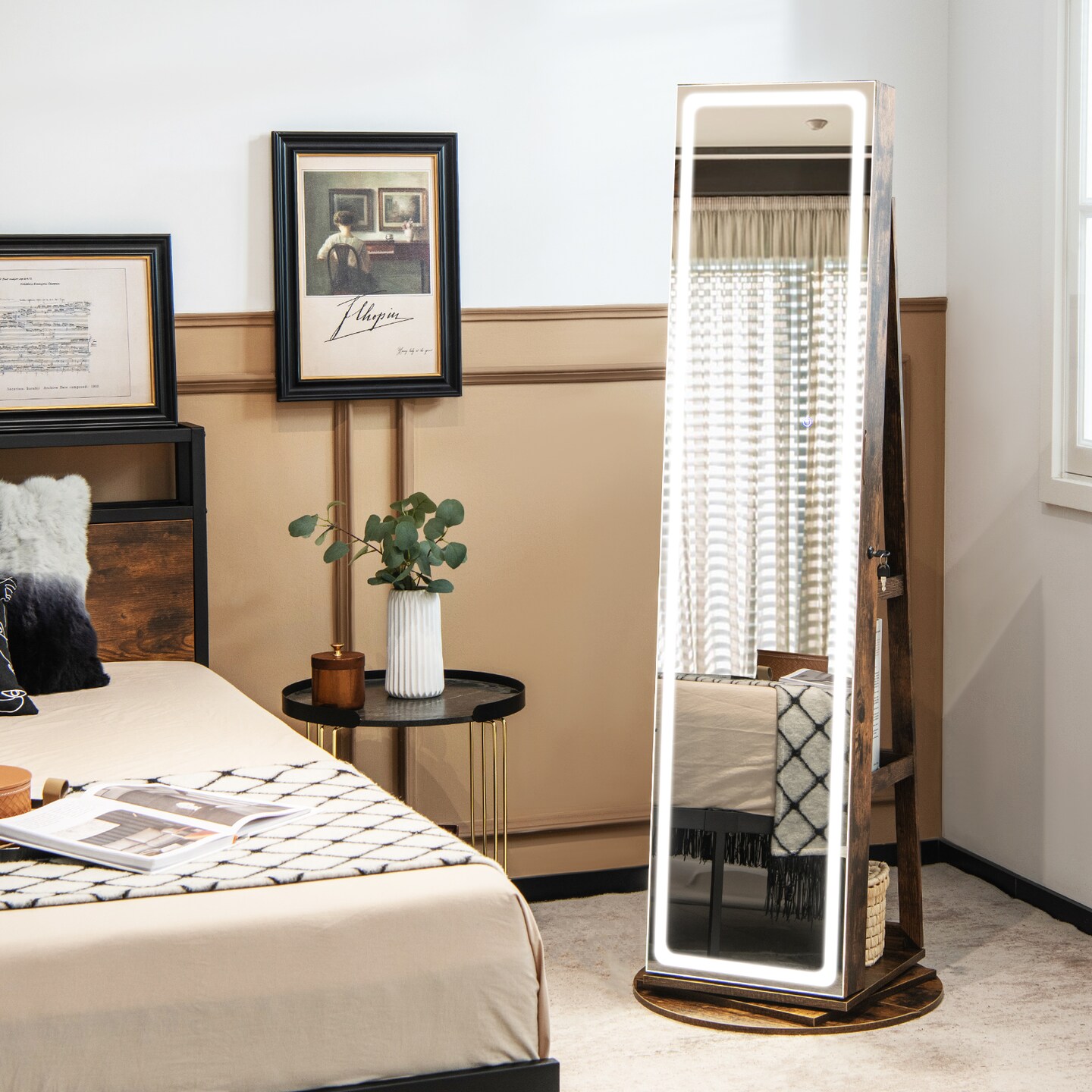 Standing Jewelry Cabinet With Adjustable Led Lights