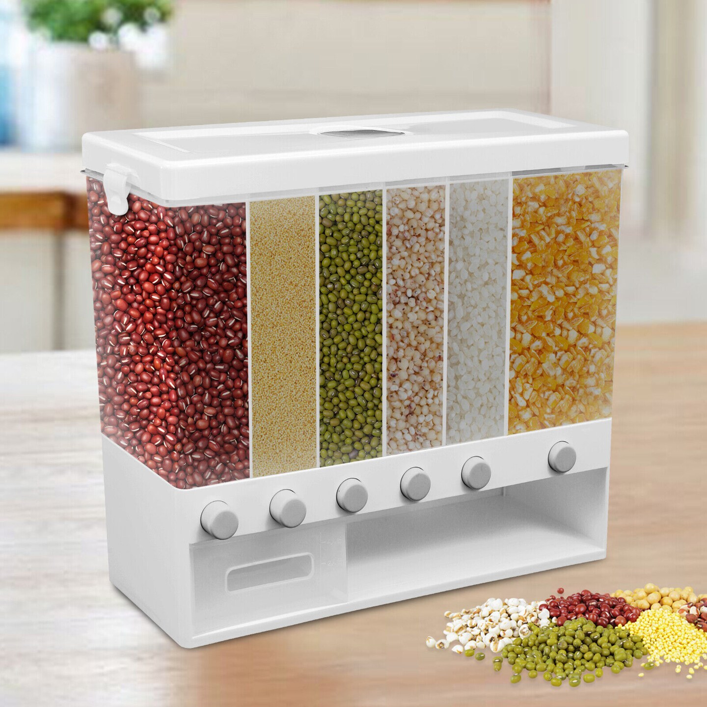 6-Grid Rice and Cereal Storage Organizer