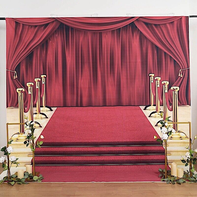 8 ft Vinyl PHOTO BACKGROUND Hollywood Red Carpet Backdrop