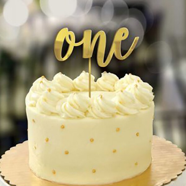 1st Birthday &#x22;One&#x22; Gold Cake Topper