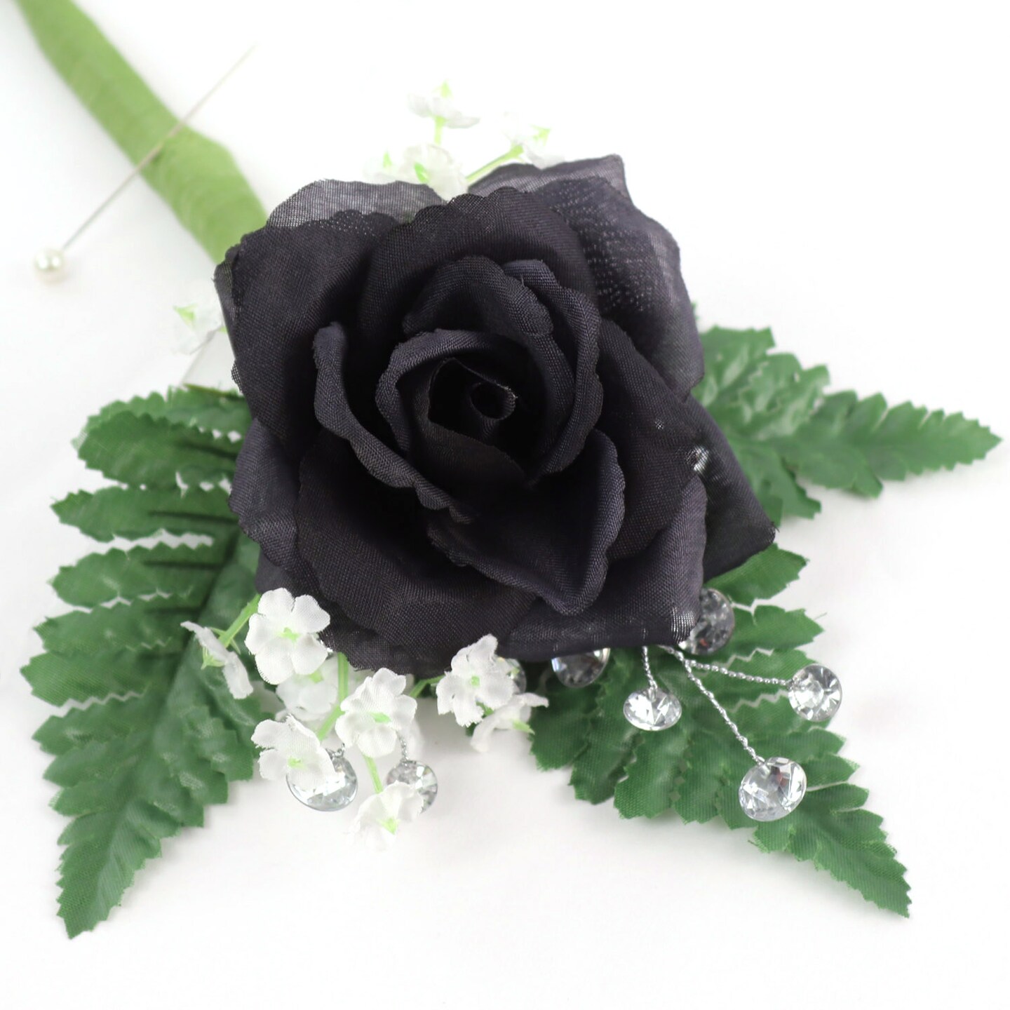 100-Pack: Noir Black Silk Rose Picks, 8" Stems, 3" Wide, Floral Home by Artificial Flowers