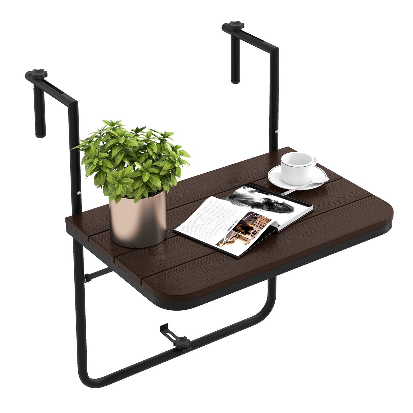 Folding Hanging Table With 3-level Adjustable Height For Patio Balcony