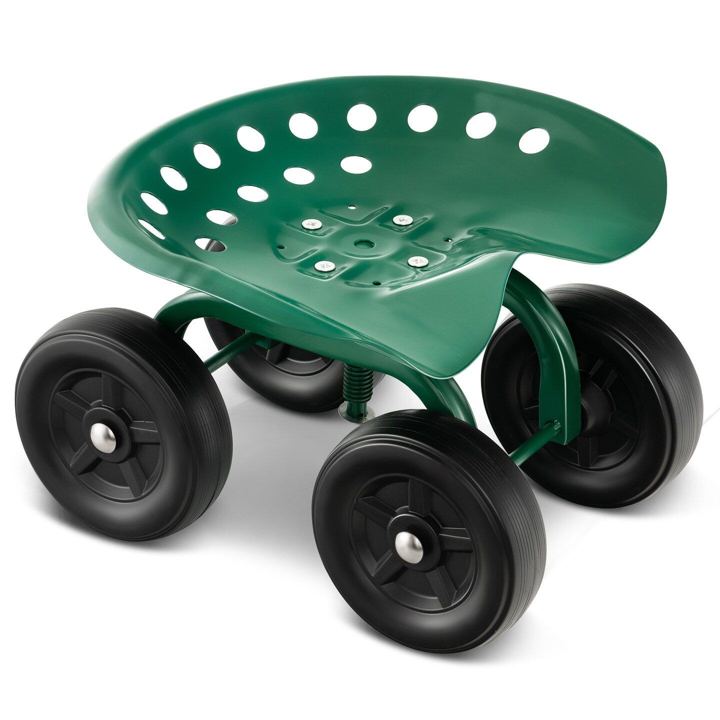 Garden Rolling Workseat with 360&#xB0;Swivel Seat and Adjustable Height-Green