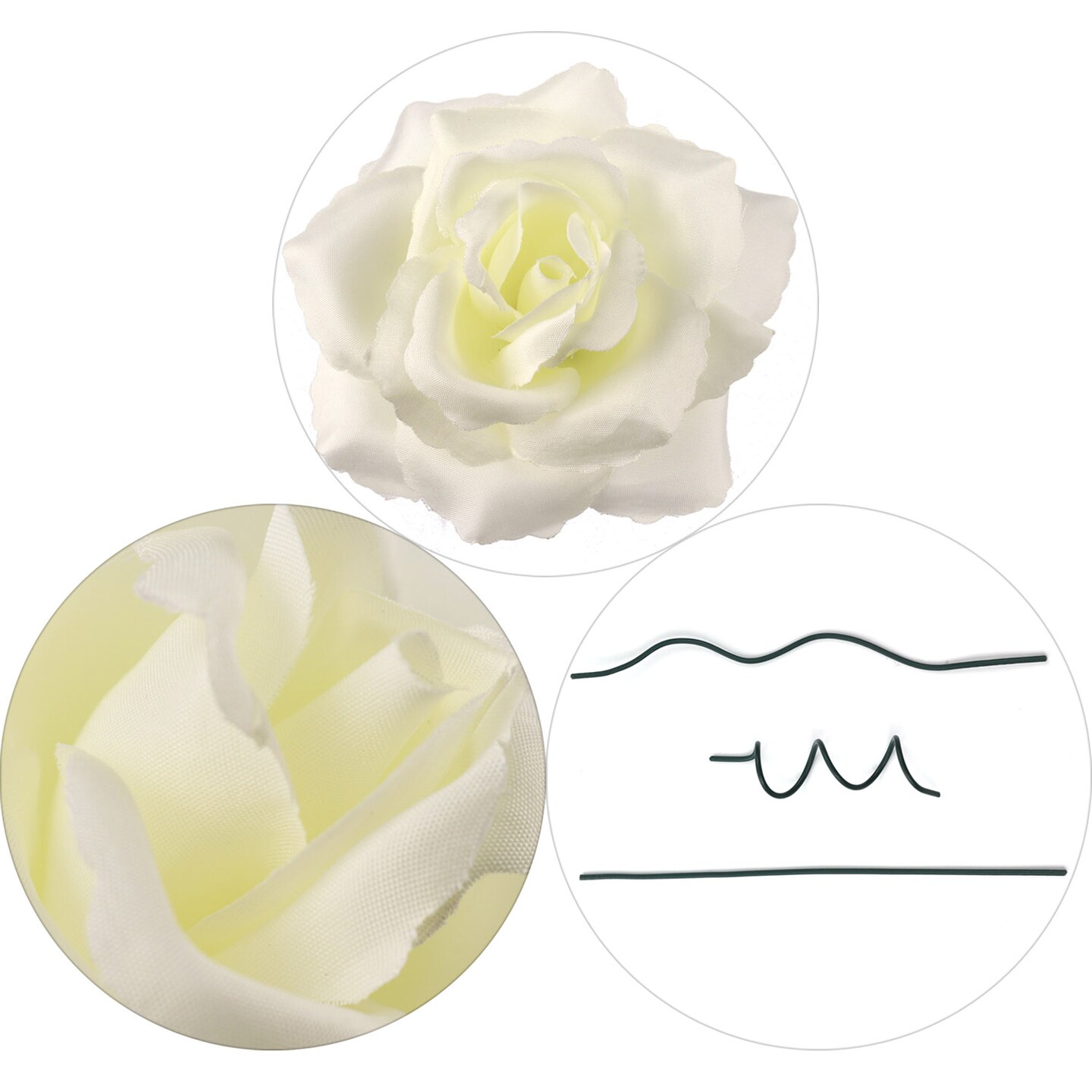 50-Pack: Cream White Silk Rose Picks with 8&#x22; Stems and 3&#x22; Blooms for DIY Floral Arrangements &#x2013; Floral Home by Artificial Flowers