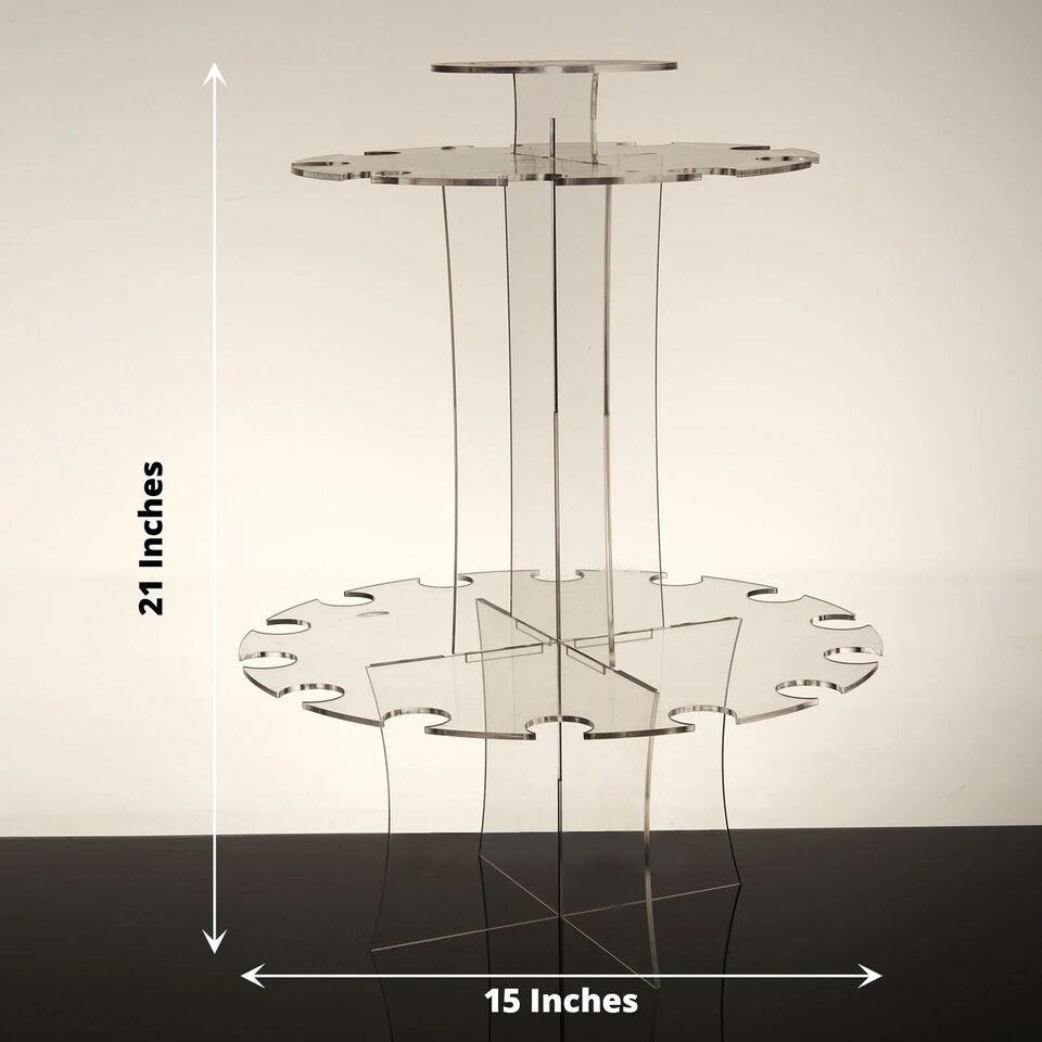 21&#x22; Clear 3-Tier Round Acrylic Champagne Glass Flute Holder