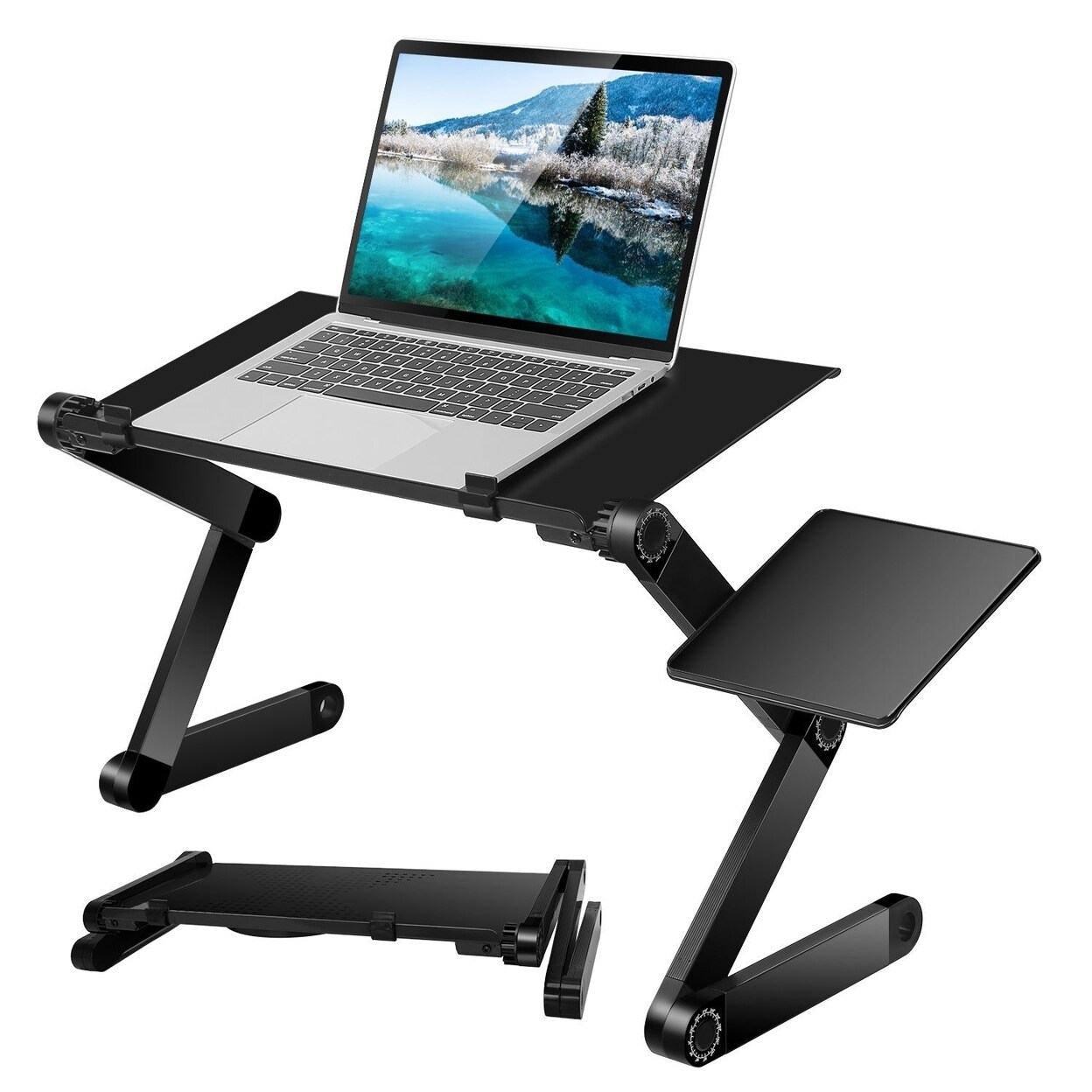 Foldable Laptop Table Bed Notebook Desk With Mouse Board Aluminum Alloy Breakfast Snacking Tray For Home Office Travel