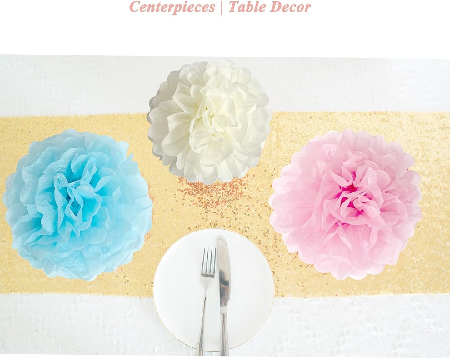 Pastel Tissue Paper Pom Poms Party Decorations Rainbow Ice Cream Easter Macaron Flowers Wall Hanging Décor Supplies Birthday Bridal Baby Shower Colorful Pink Purple Peach Mint Green Blue Ivory
