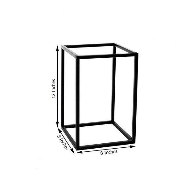 2 pcs 12-Inch tall Black Matte Metal Geometric Stands Flower Vase Holders