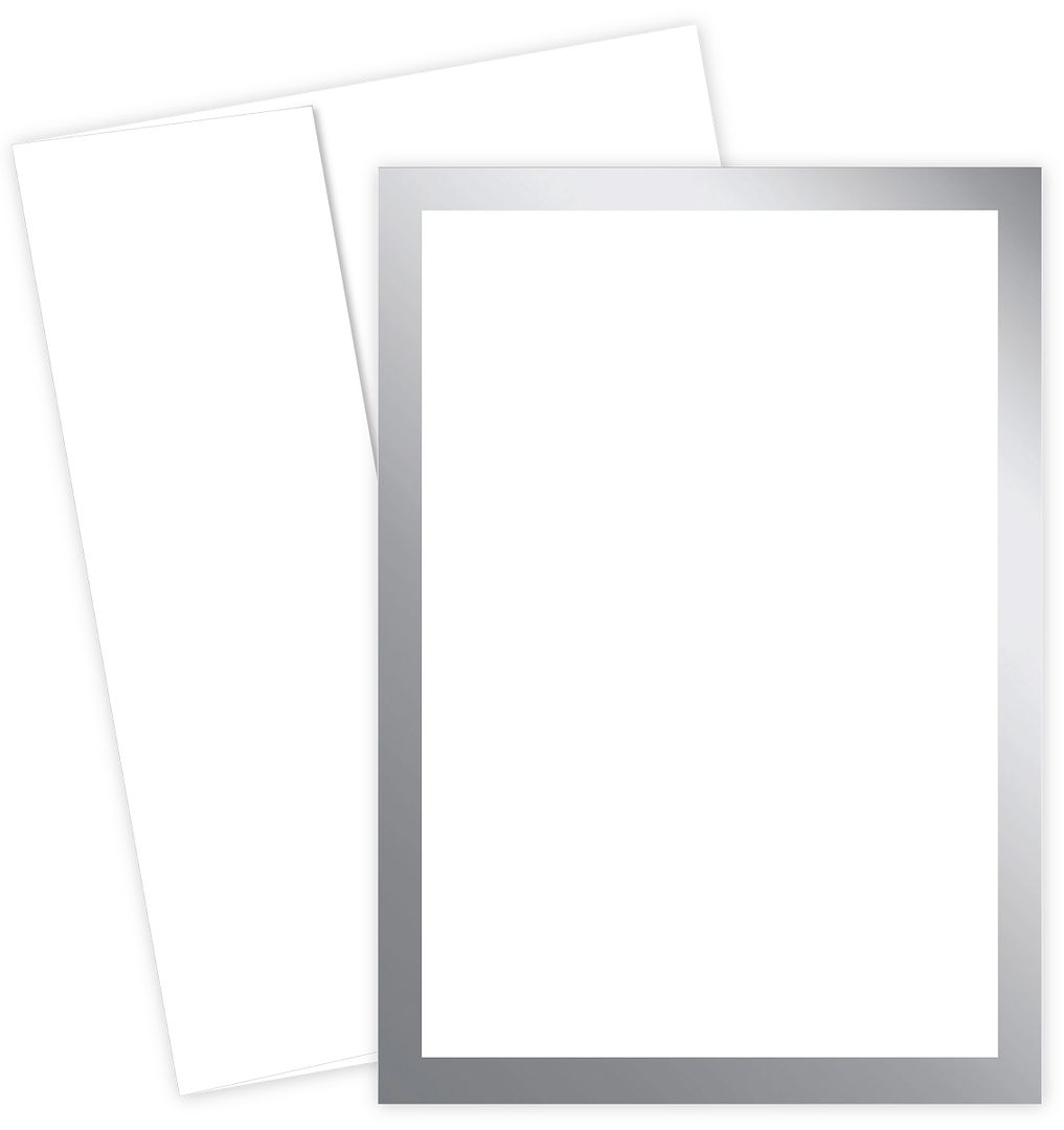 Great Papers! Flat Card Invitation and Envelopes, Metallic Silver Border, 5.5&#x22; x 7.75&#x22;, Printer Compatible, 20 Invitations/20 Envelopes