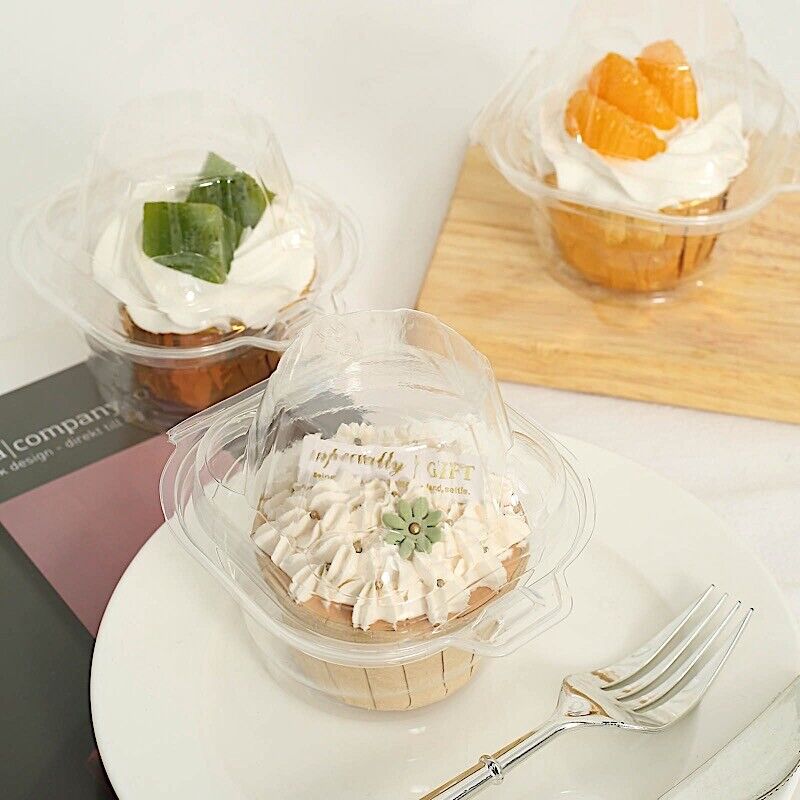 25 Clear Plastic Cupcake BOXES Dome Lid Disposable Favor Holders