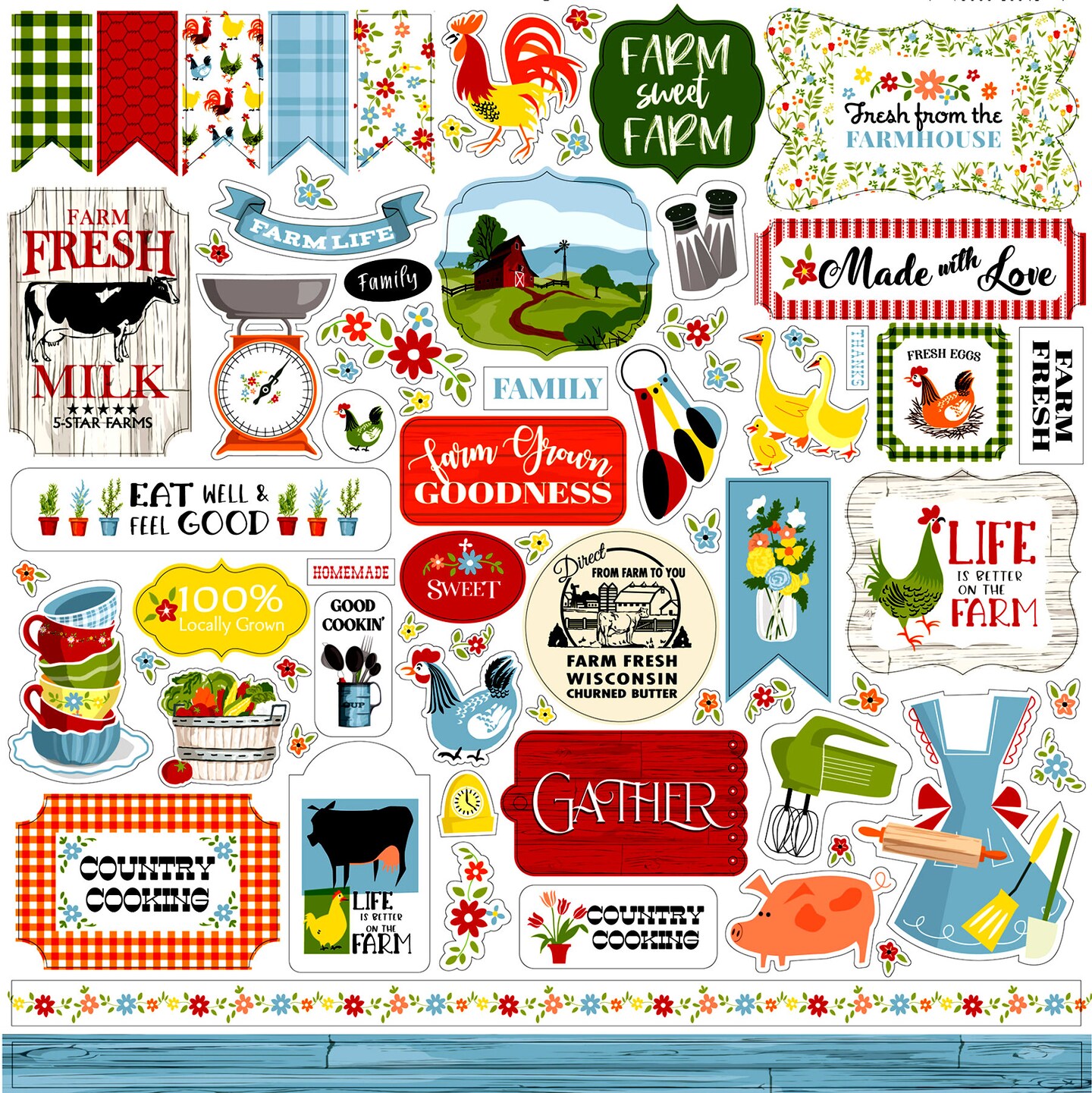 carta bella Farmerhouse Living 12 x 12 Cardstock Stickers