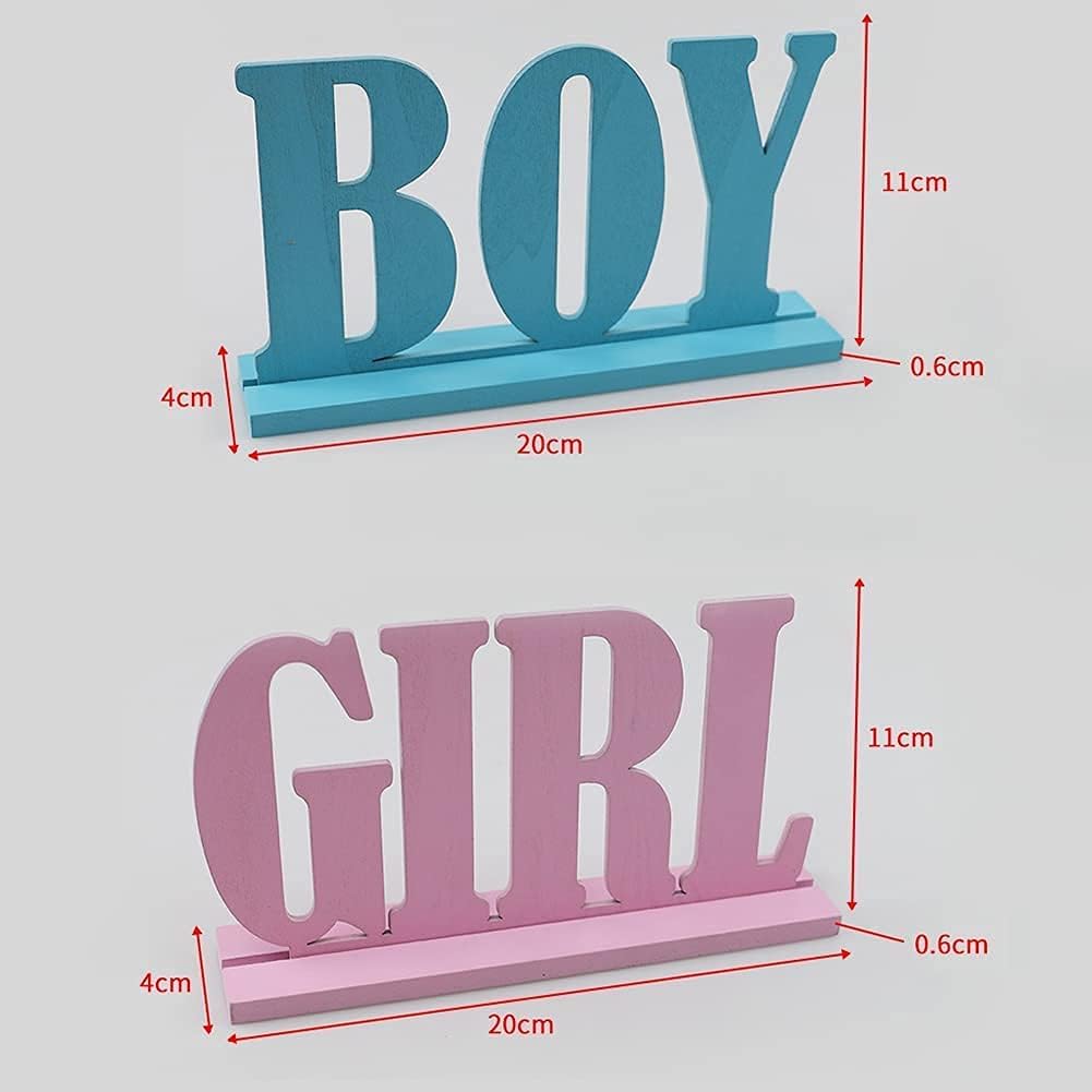 Boy Girl Wooden Table Decorations,Gender Reveal Table Decorations Boy Girl Letter Table Signs with Bases Decorative Centerpieces Signs Wooden Tabletop Decor for Tier Tray,School Supplies(1set)