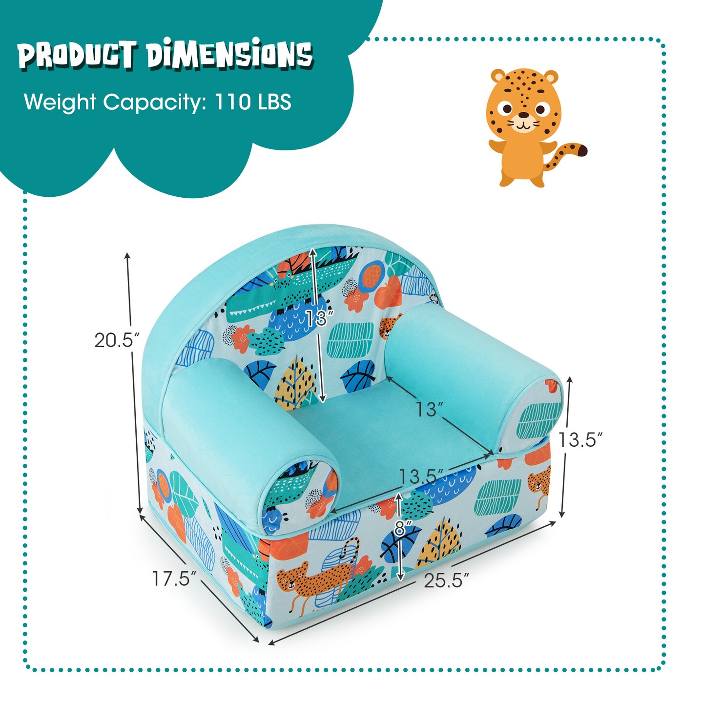 Kids Armchair With Plush Velvet Cover And Soft Sponge Filling-Blue