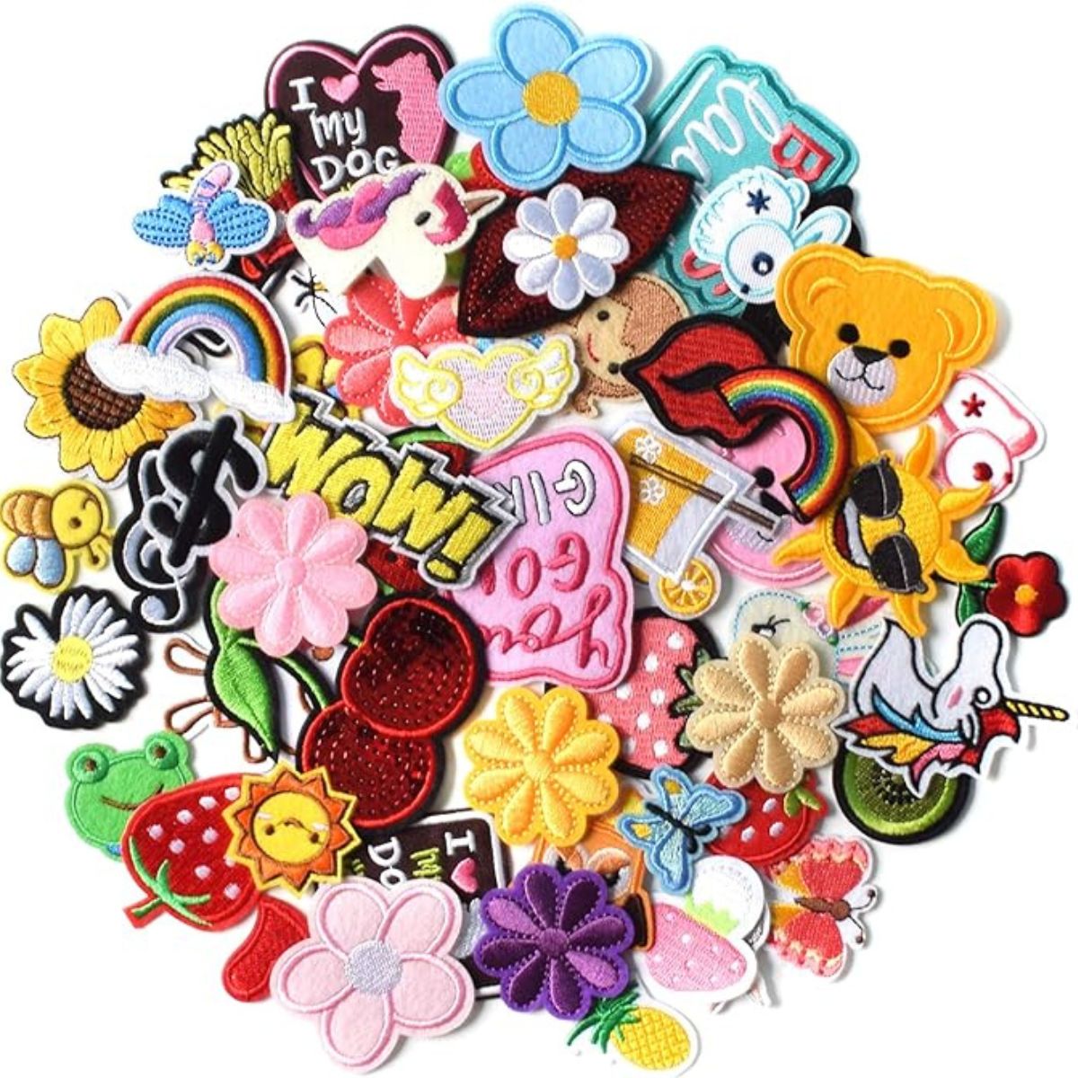 Assorted Embroidered Patches 60 pcs