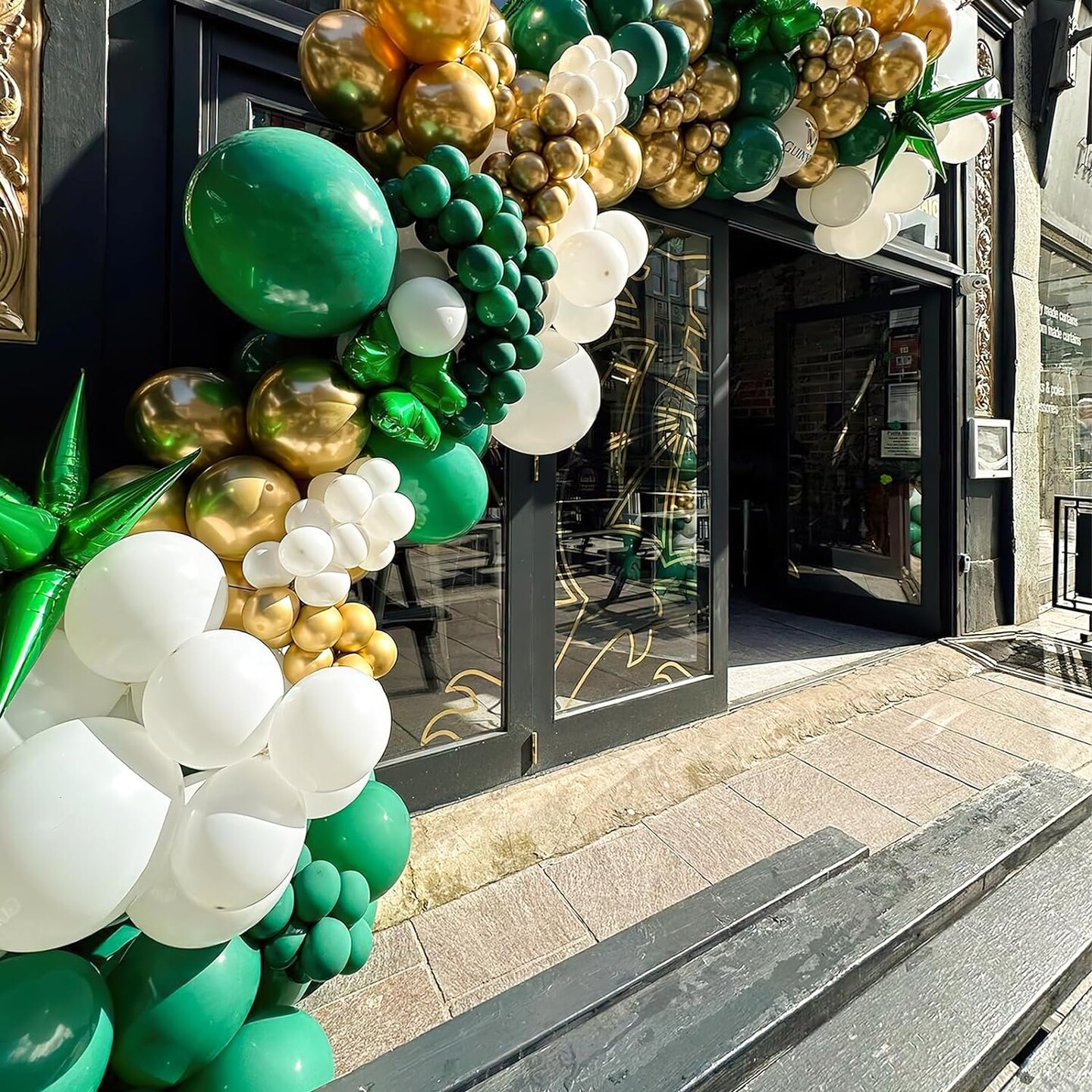 Green and Gold Balloon Garland Arch kit,114Pcs Gold Metallic Balloons Forest Hunter Dark Green Latex Balloons Different Sizes Pack of 18 12 10 5 Inch for Baby Shower Jungle Party Decorations