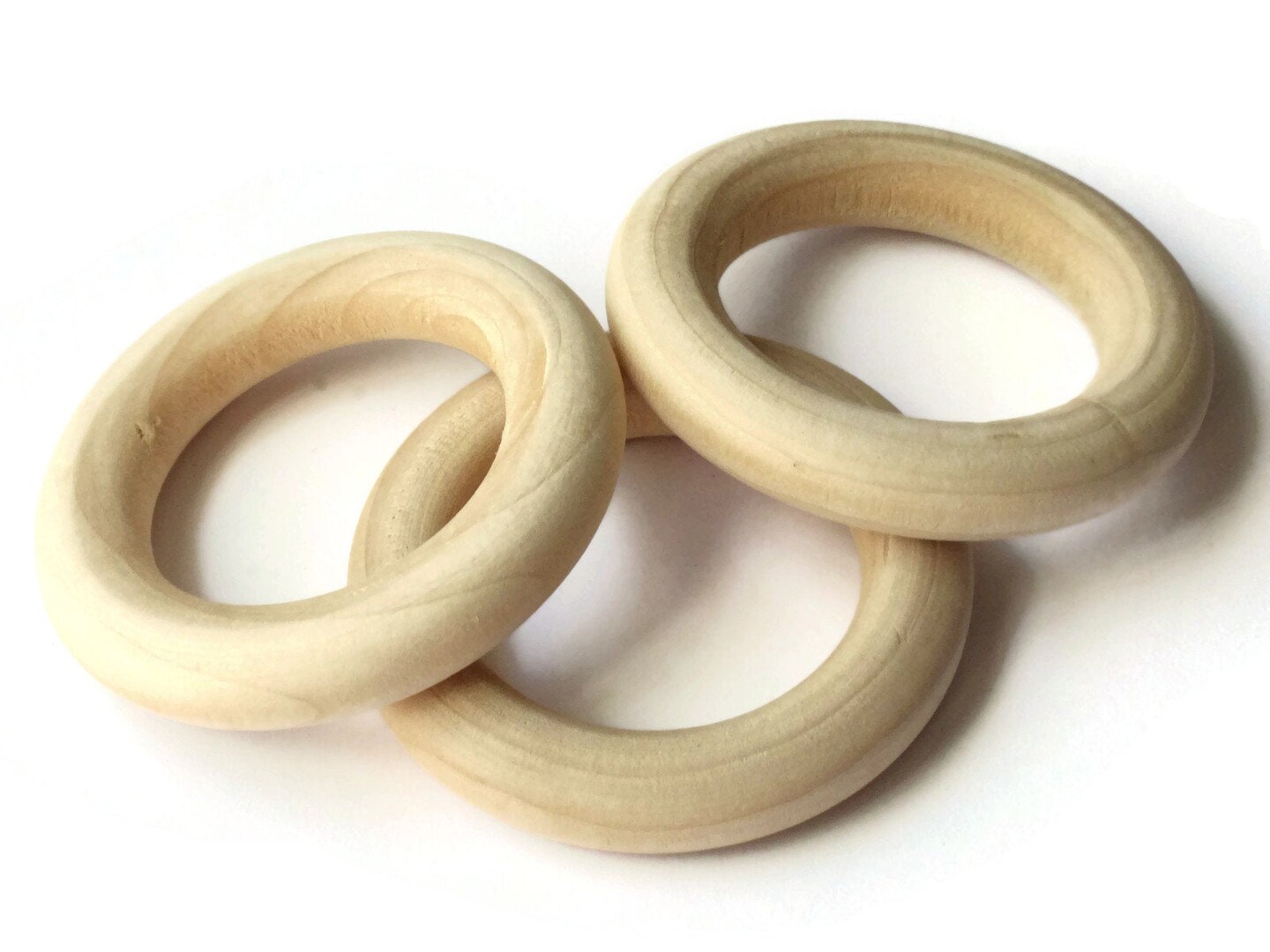 3 56mm Natural Wood Large Ring Beads Wooden Donut Beads Macrame Beads bR1