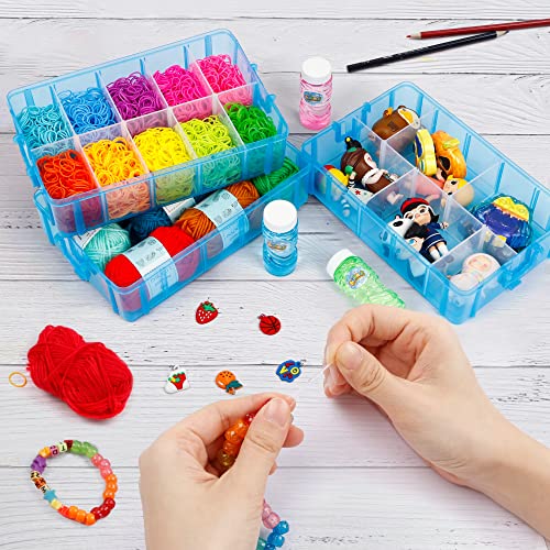 7 Layers Stackable Storage Container, 70 Adjustable Compartments (Blue) Stackable Storage Container, Perfect for Kids Toys, Art Crafts, Jewelry, Supplies, Mini Case &#x26; Letter Sticker Included