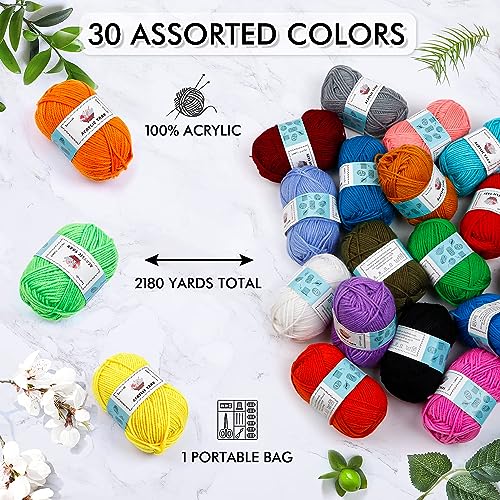 103 PCS Crochet Kit with Crochet Hooks Yarn Set, Premium Bundle Includes 1650 Yards Acrylic Yarn Skeins Balls, Needles, Accessories, Bag, Ideal Starter Pack for Kids Adults Beginner Professionals