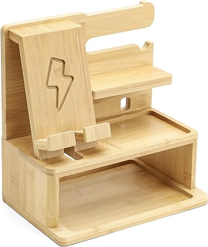 Homde Bamboo Charging Docking Station Organizer